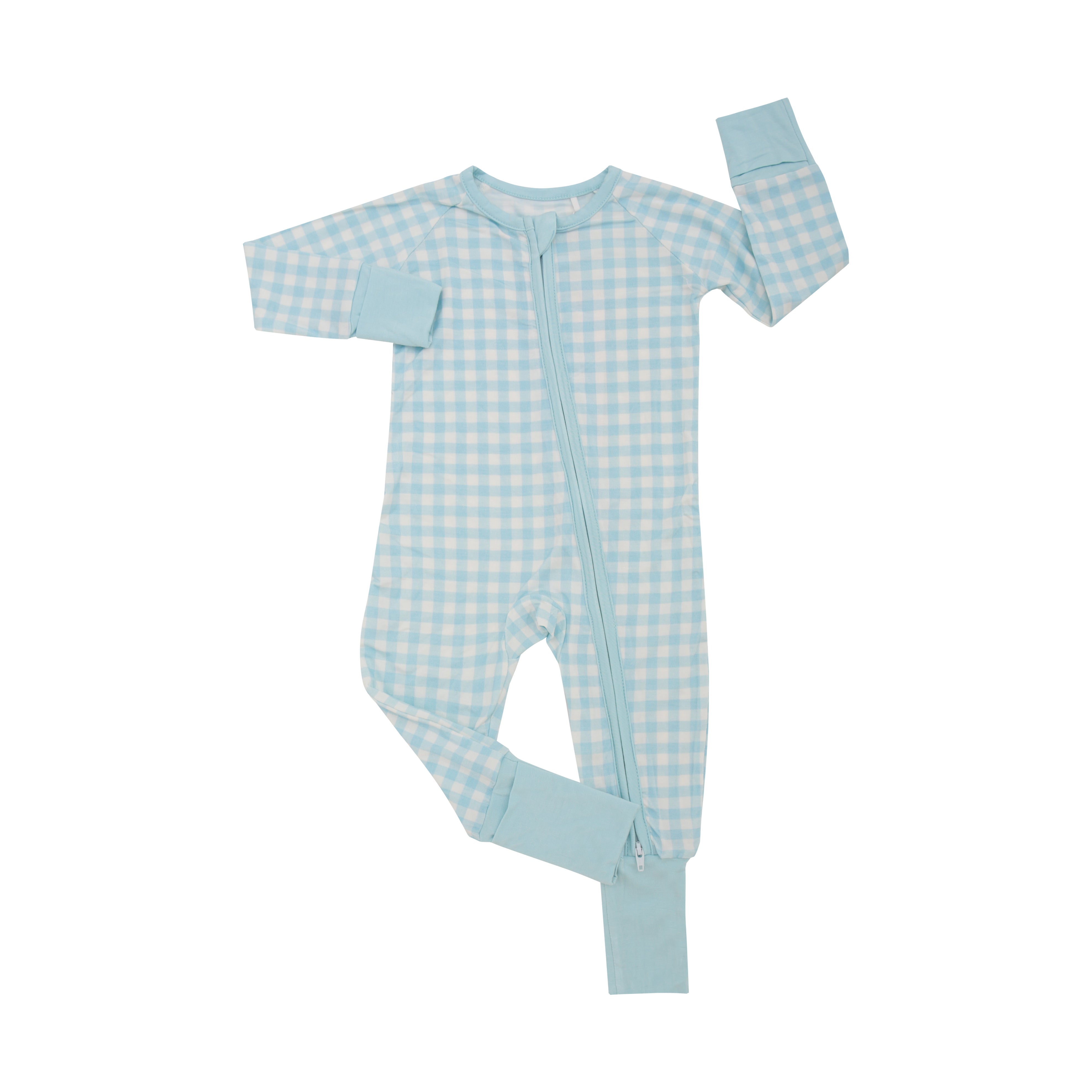 Blue Gingham One Piece Bamboo Pajama – Sweet Tupelo Clothing